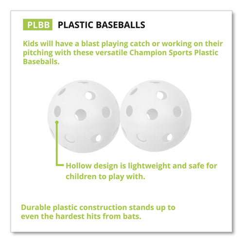 Plastic Baseballs, 9" Diameter, White, 12/set
