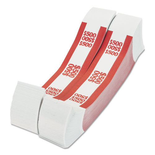 Currency Straps, Red, $500 In $5 Bills, 1000 Bands/pack