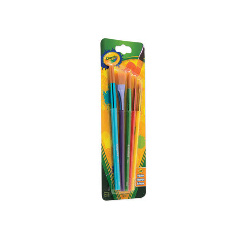 Arts And Craft Brush Set, Assorted Sizes, Natural Hair, Angled, Flat, Round, 5/set.