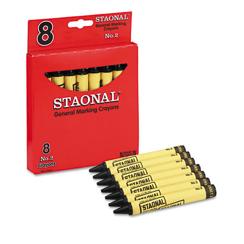 Staonal Marking Crayons, Black, 8/box.