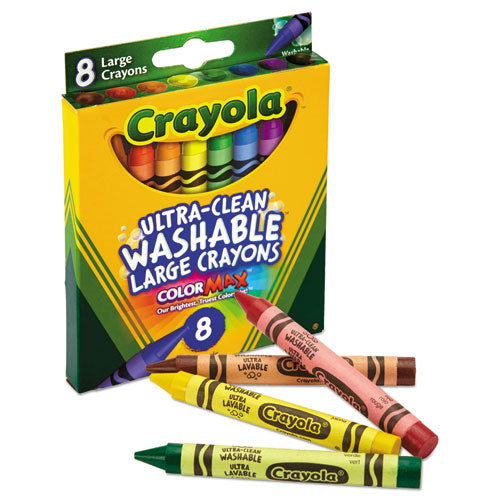 Ultra-clean Washable Crayons, Large, 8 Colors/box.