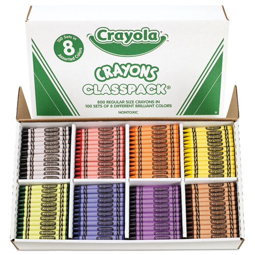 Classpack Regular Crayons, 8 Colors, 800/box.