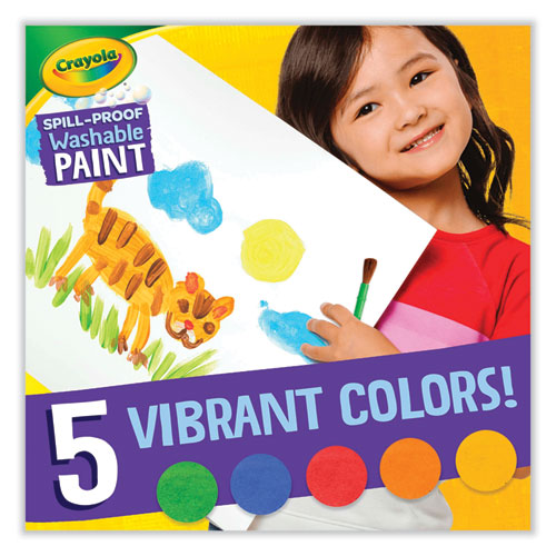 Spill Proof Washable Paints, 5 Colors, 1.4 Oz Cups, 5 Sets/carton.
