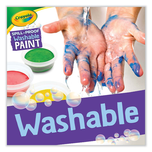 Spill Proof Washable Paints, 5 Colors, 1.4 Oz Cups, 5 Sets/carton.
