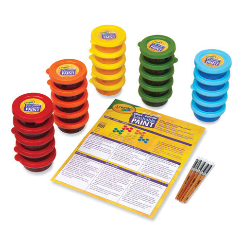 Spill Proof Washable Paints, 5 Colors, 1.4 Oz Cups, 5 Sets/carton.