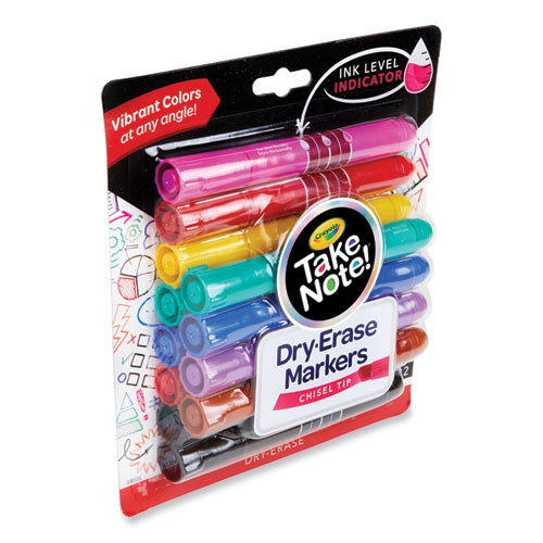Take Note Dry-erase Markers, Broad, Chisel Tip, Assorted, 12/pack.
