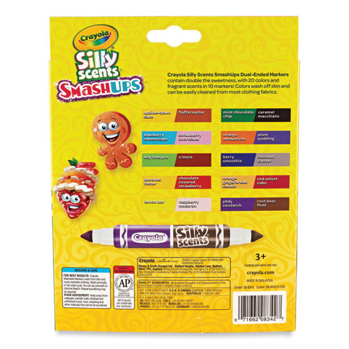 Silly Scents Smash Up Dual Ended Markers, Broad Tip, Assorted, 10/pack.