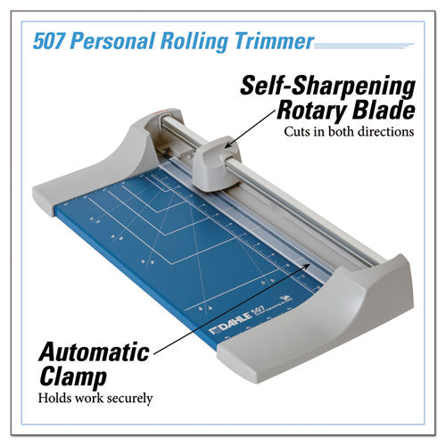 Rolling/rotary Paper Trimmer/cutter, 7 Sheets, 12" Cut Length, Metal Base, 8.25 X 17.38.