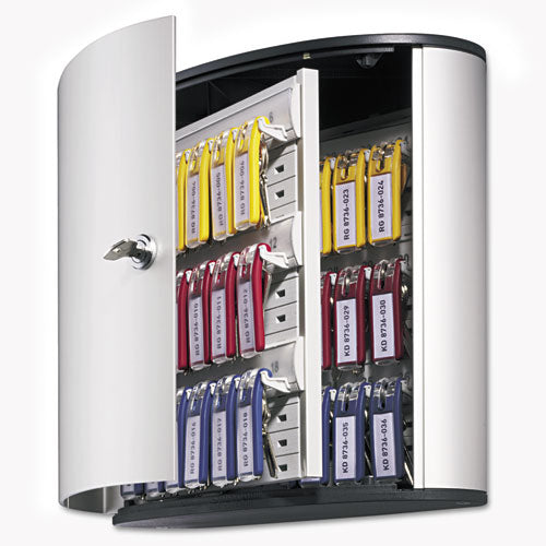 Locking Key Cabinet, 36-key, Brushed Aluminum, Silver, 11.75 X 4.63 X 11.