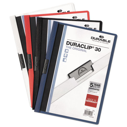 Duraclip Report Cover, Clip Fastener, 8.5 X 11, Clear/black, 25/box.
