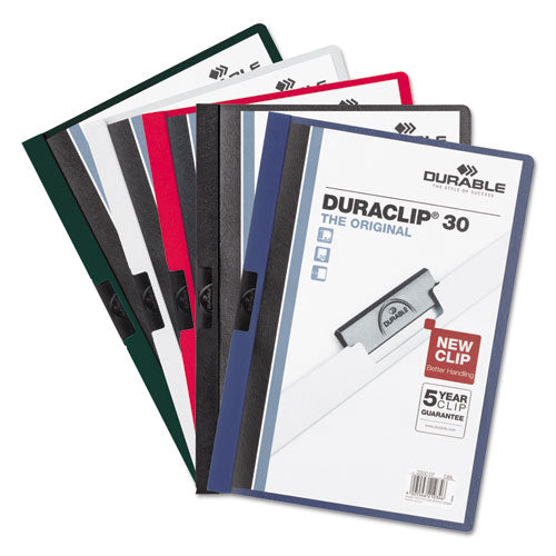 Duraclip Report Cover, Clip Fastener, 8.5 X 11 , Clear/red, 25/box.