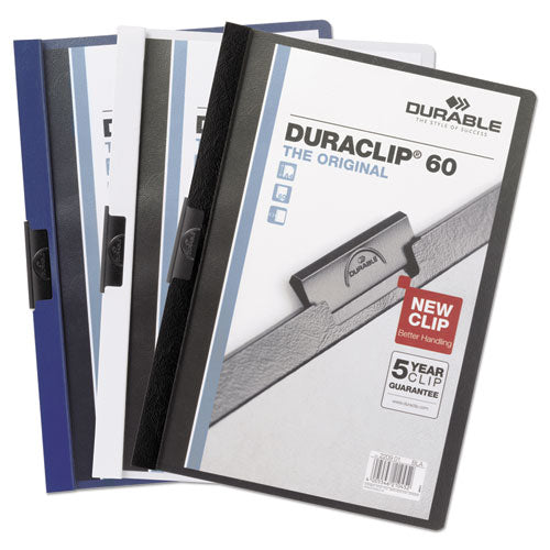 Duraclip Report Cover With Clip Fastener, 8.5 X 11, Clear/navy, 25/box.