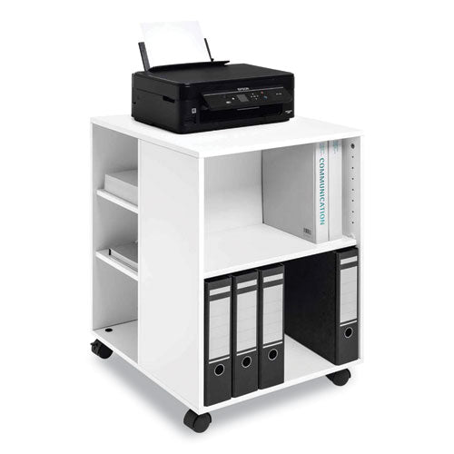 Flexible Multi-functional Cart For Office Storage, Wood, 6 Shelves, 20.79 X 23.31 X 29.45, White