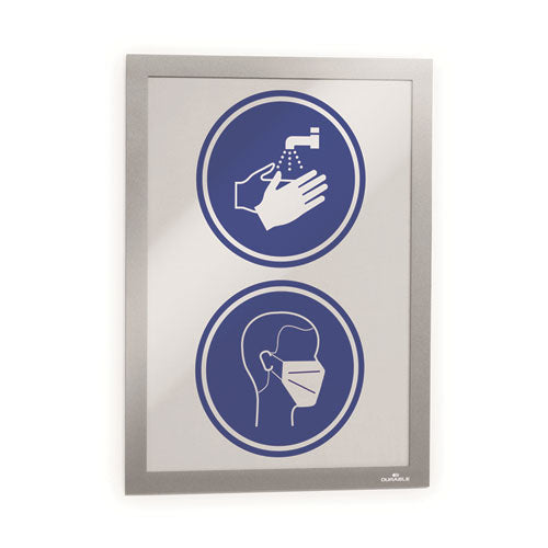 Duraframe Sun Sign Holder, 8.5 X 11, Silver Frame, 2/pack.