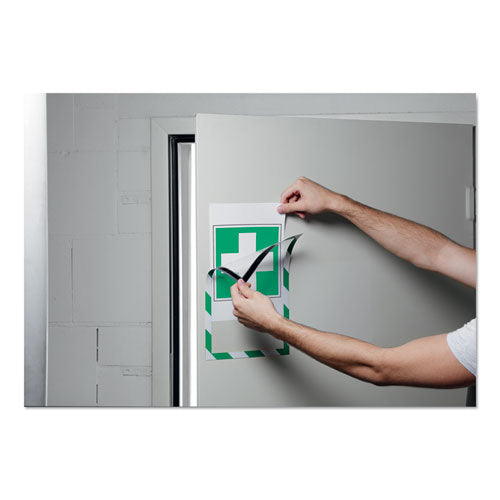 Duraframe Security Magnetic Sign Holder, 8.5 X 11, Green/white Frame, 2/pack.