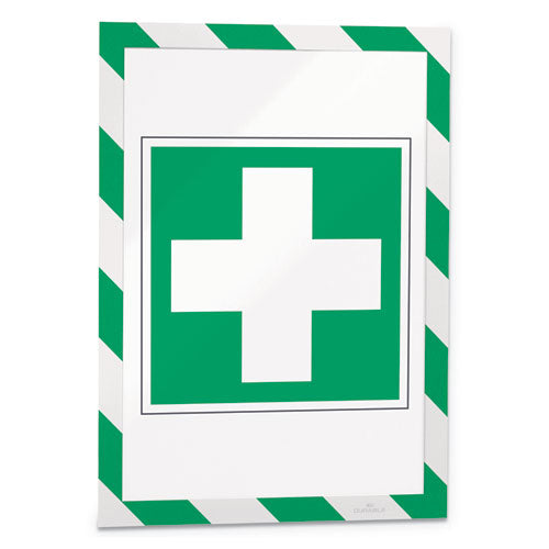 Duraframe Security Magnetic Sign Holder, 8.5 X 11, Green/white Frame, 2/pack.