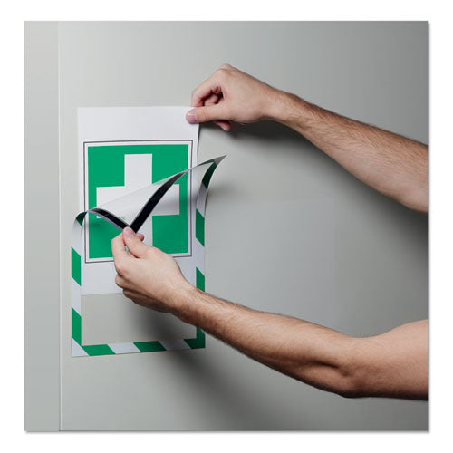 Duraframe Security Magnetic Sign Holder, 8.5 X 11, Green/white Frame, 2/pack.