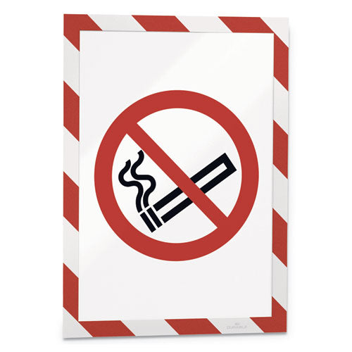 Duraframe Security Magnetic Sign Holder, 8.5 X 11, Red/white Frame, 2/pack.