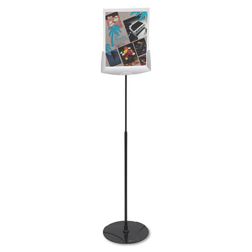 Sherpa Infobase Sign Stand, Acrylic/metal, 40" To 60" High, Gray.