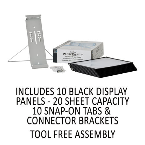 Instaview Expandable Desktop Reference System, 10 Panels, Black Borders.
