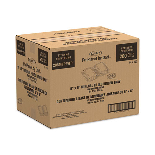 Proplanet Hinged Lid Containers, Hoagie Container, 6.5 X 9 X 2.8, White, Plastic, 200/carton
