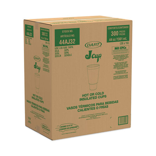 J Cup Insulated Foam Pedestal Cups, 44 Oz, White, 300/carton.