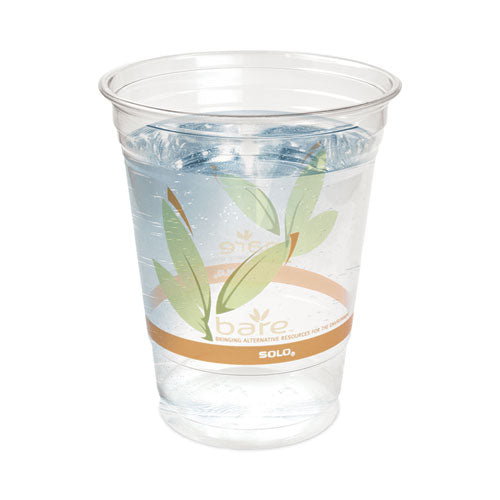 Bare Eco-forward Rpet Cold Cups, 12 Oz To 14 Oz, Leaf Design, Clear, Squat, 50/pack.