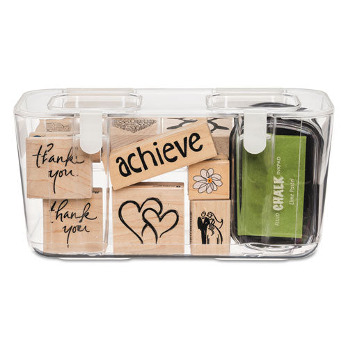 Stackable Caddy Organizer, Medium, Plastic, 8.8 X 4 X 4.38, White.