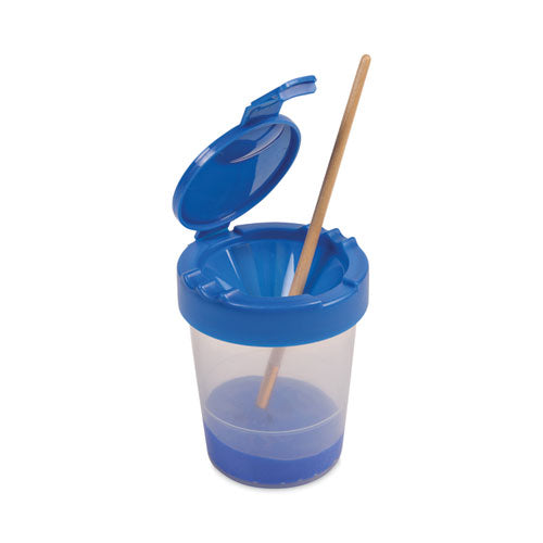 Antimicrobial No Spill Paint Cup, 3.46 W X 3.93 H, Blue.
