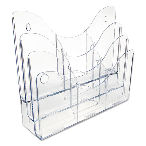3-tier Document Organizer W/6 Removable Dividers, 14w X 3.5d X 11.5h, Clear.