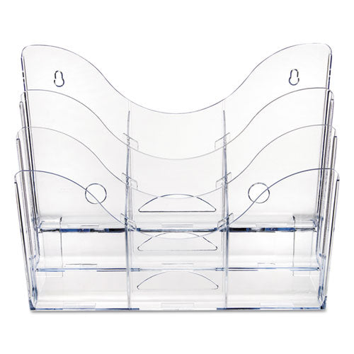 3-tier Document Organizer W/6 Removable Dividers, 14w X 3.5d X 11.5h, Clear.