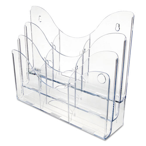 3-tier Document Organizer W/6 Removable Dividers, 14w X 3.5d X 11.5h, Clear.