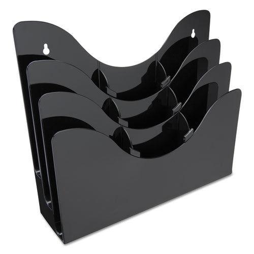 3-tier Document Organizer W/6 Removable Dividers, 13.38w X 3.5d X 11.5h, Black.