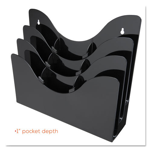 3-tier Document Organizer W/6 Removable Dividers, 13.38w X 3.5d X 11.5h, Black.