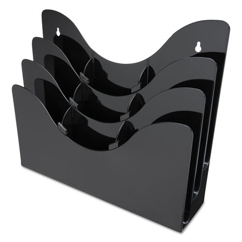 3-tier Document Organizer W/6 Removable Dividers, 13.38w X 3.5d X 11.5h, Black.