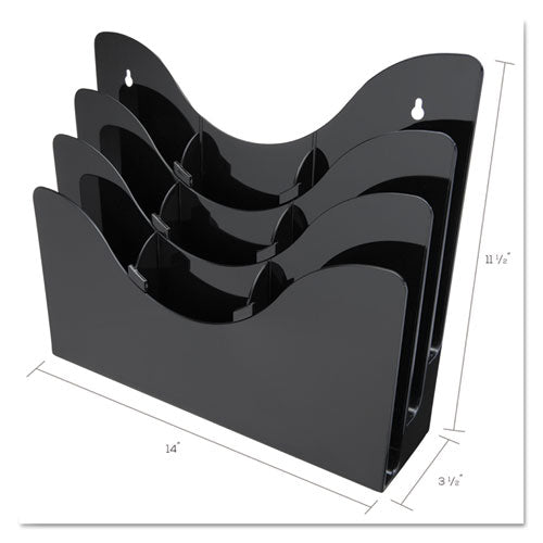 3-tier Document Organizer W/6 Removable Dividers, 13.38w X 3.5d X 11.5h, Black.