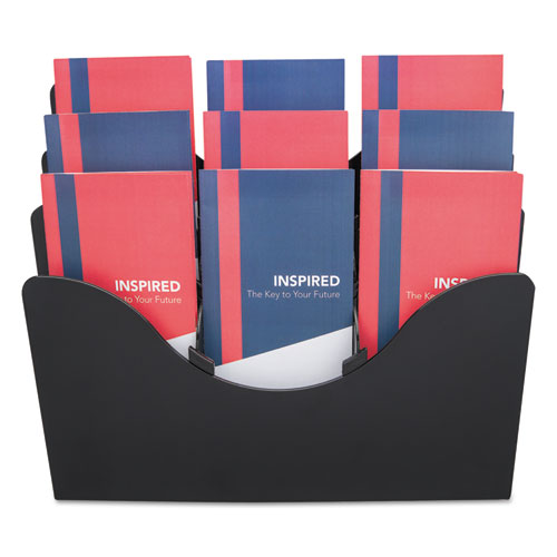 3-tier Document Organizer W/6 Removable Dividers, 13.38w X 3.5d X 11.5h, Black.