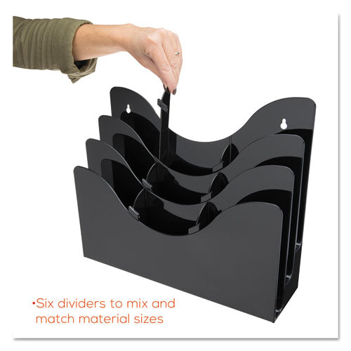 3-tier Document Organizer W/6 Removable Dividers, 13.38w X 3.5d X 11.5h, Black.