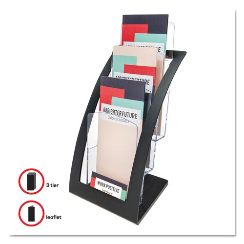 3-tier Literature Holder, Leaflet Size, 6.75w X 6.94d X 13.31h, Black.