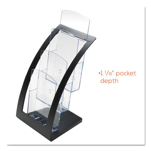3-tier Literature Holder, Leaflet Size, 6.75w X 6.94d X 13.31h, Black.