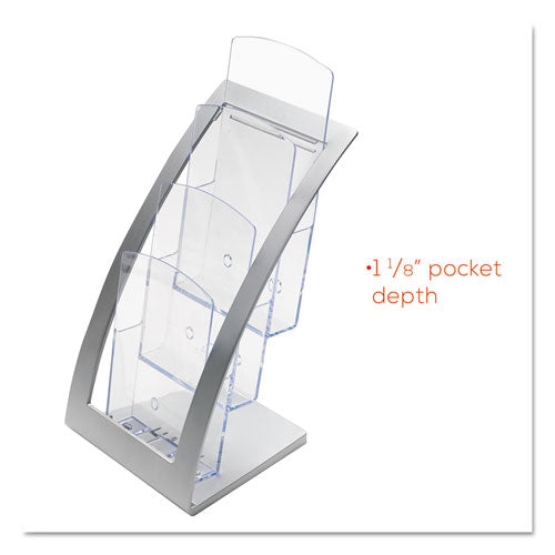3-tier Literature Holder, Leaflet Size, 6.75w X 6.94d X 13.31h, Silver.