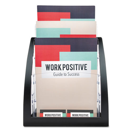 3-tier Literature Holder, Leaflet Size, 11.25w X 6.94d X 13.31h, Black.