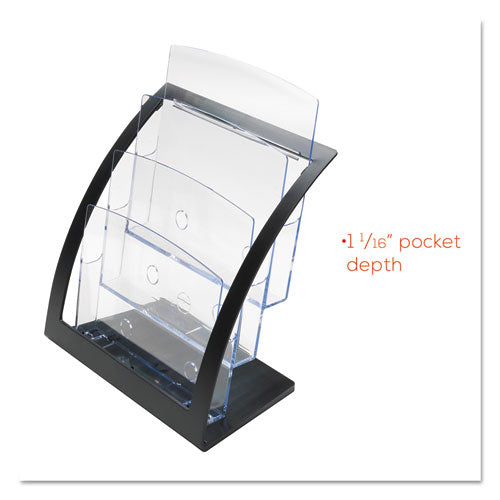 3-tier Literature Holder, Leaflet Size, 11.25w X 6.94d X 13.31h, Black.