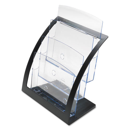 3-tier Literature Holder, Leaflet Size, 11.25w X 6.94d X 13.31h, Black.