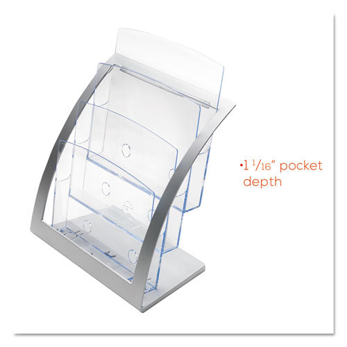 3-tier Literature Holder, Leaflet Size, 11.25w X 6.94d X 13.31h, Silver.