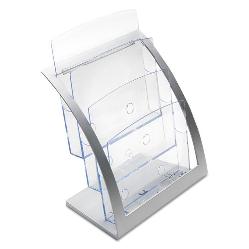 3-tier Literature Holder, Leaflet Size, 11.25w X 6.94d X 13.31h, Silver.