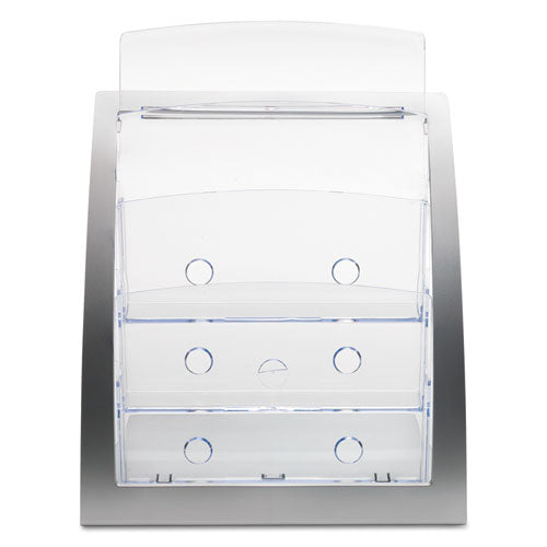 3-tier Literature Holder, Leaflet Size, 11.25w X 6.94d X 13.31h, Silver.