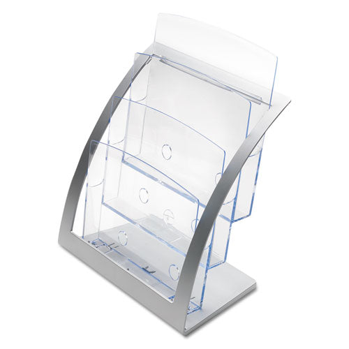 3-tier Literature Holder, Leaflet Size, 11.25w X 6.94d X 13.31h, Silver.
