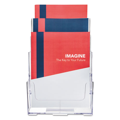 3-compartment Docuholder, Magazine Size, 9.5w X 6.25d X 12.63, Clear.
