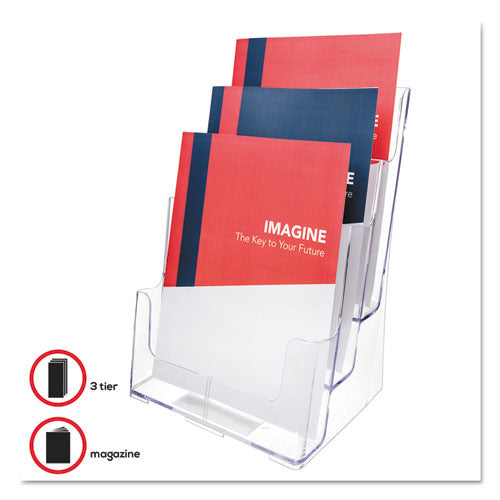 3-compartment Docuholder, Magazine Size, 9.5w X 6.25d X 12.63, Clear.